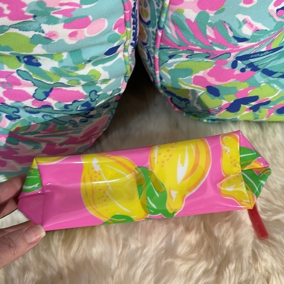 Lilly Pulitzer bright pink and yellow lemons cosmetics bag or clutch - Picture 6 of 6